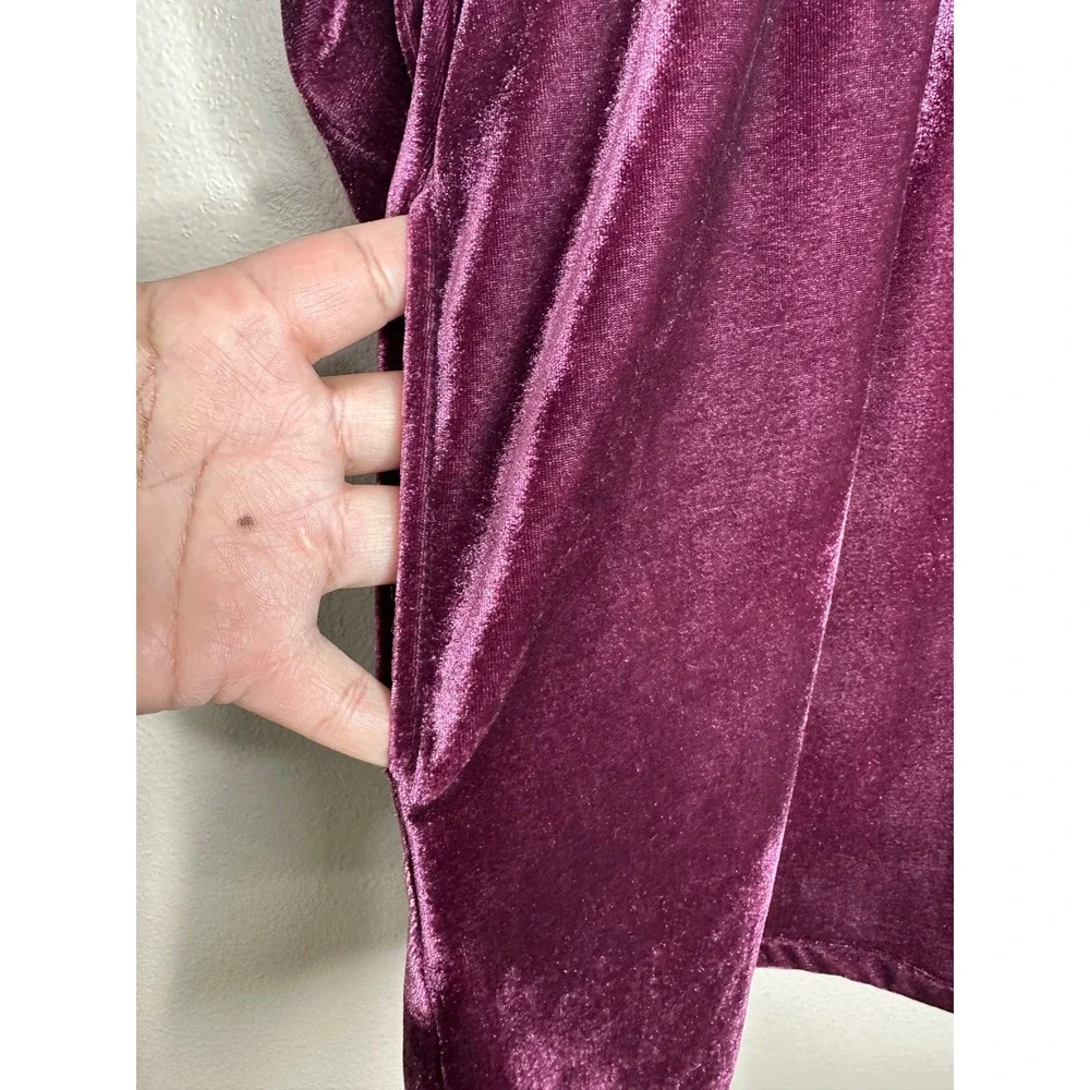 Coldwater Creek Velvet Pleated Tunic Top With Pockets Burgundy PXL‎ Whimsical - Picture 4 of 7